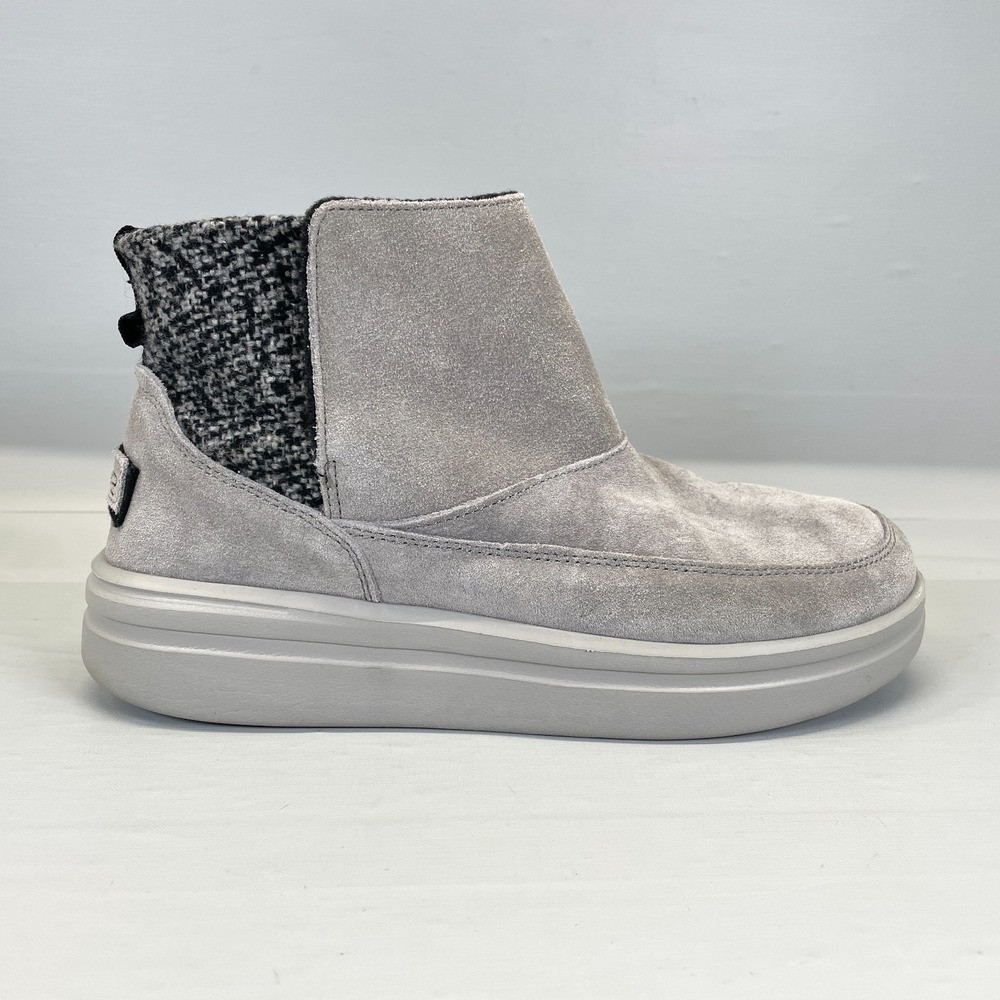 Hey Dude Mel Suede Ankle Booties Womens Size 9 Gray Lunar Rock Slip On Shoes
